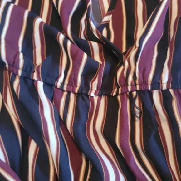 Xhilaration White/Black/Maroon Striped Wide Leg Jumpsuit - Picture 5 of 12